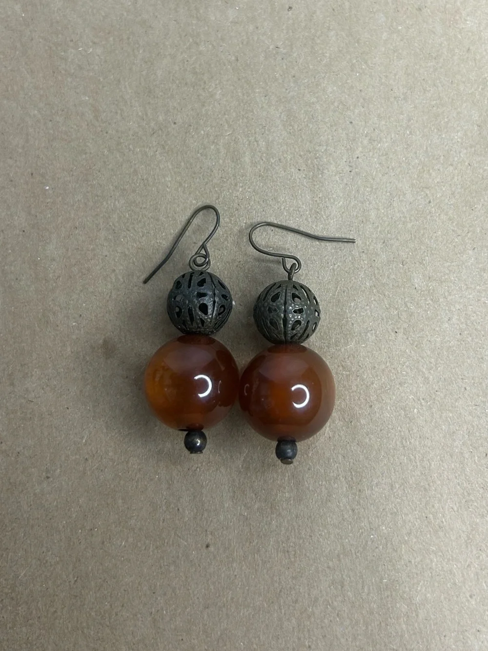 Amber & Filigree Beaded Earrings